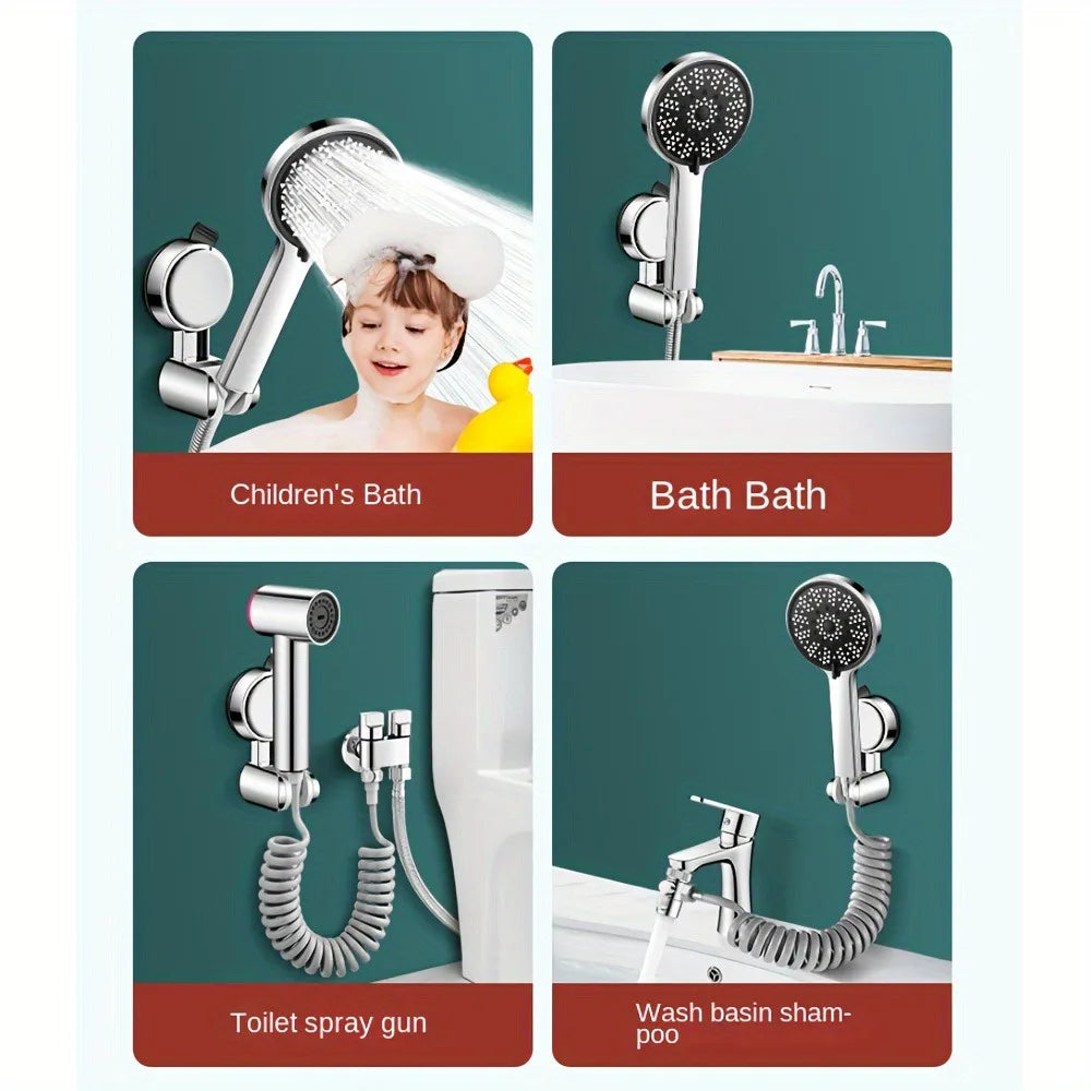 Universal Shower Head Holder – Adjustable ABS Wall Mount with Strong Adhesive & Suction Cup