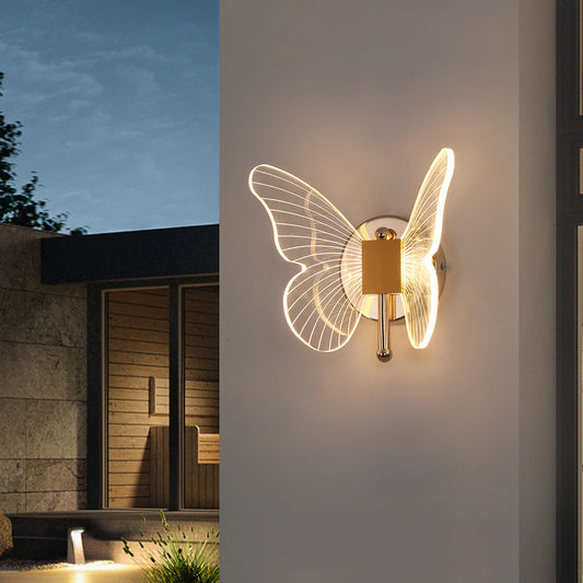 Modern 6W LED Butterfly Wall Sconce – 3-Color Light for Bedroom, Corridor, or Porch