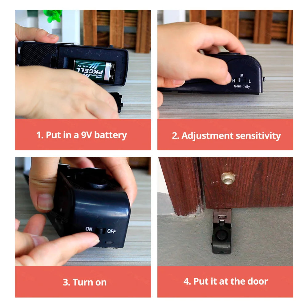 FUERS Home Doorstop Alarm – 125dB Wireless Anti-Theft Security Block System